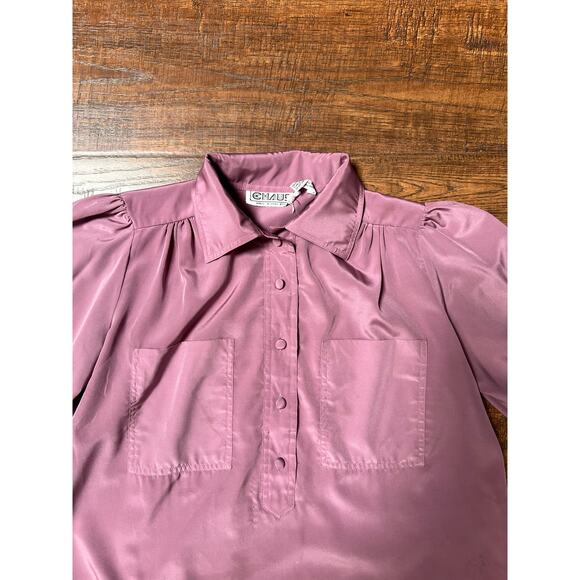 Vintage Clothing - Half-Button Front Blouse - Deep Lilac - Medium - Chaus - Picture 7 of 8